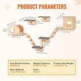 Wall Mounted Cat Shelves Tree with Jumping Boards Nests Hammock Set of 7